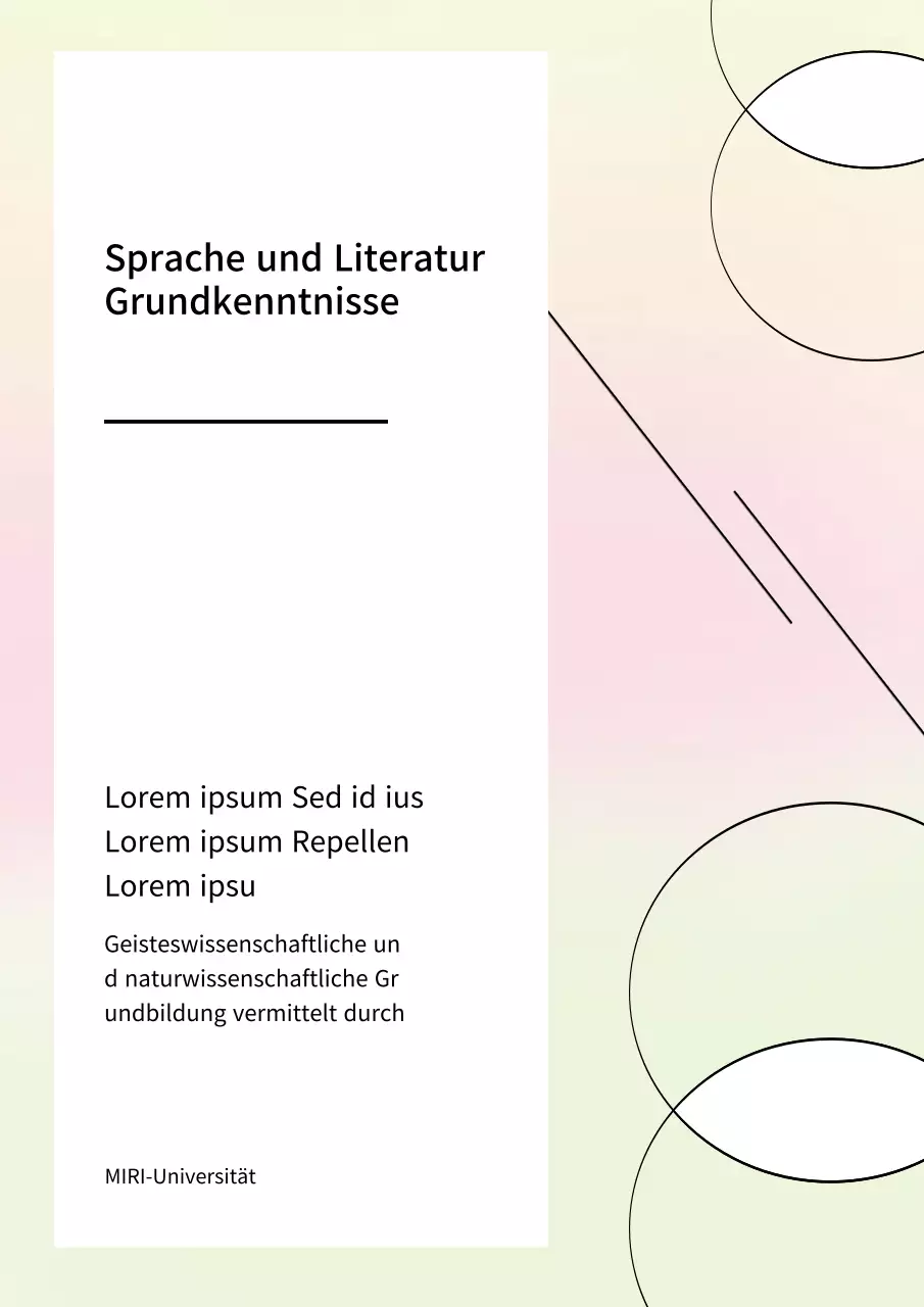 Sprache und Literatur mit pastellfarbenen geometrischen Formen in Hellgrün und Hellrosa
