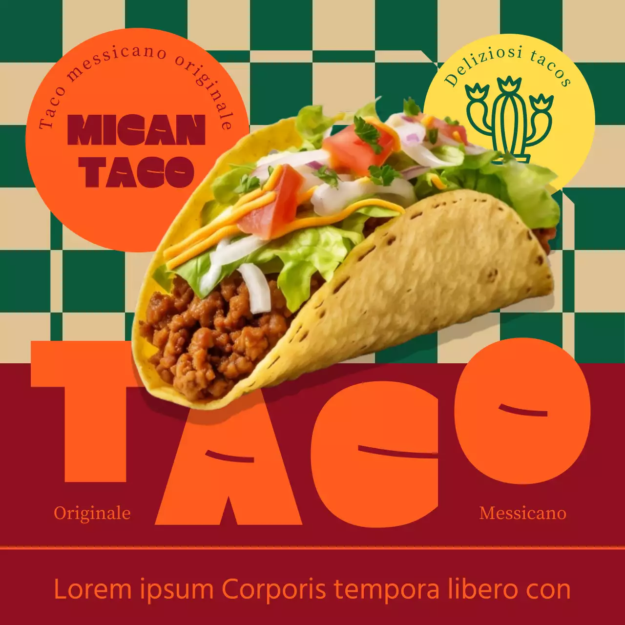  Pubblicità trendy di taco in arancione e verde