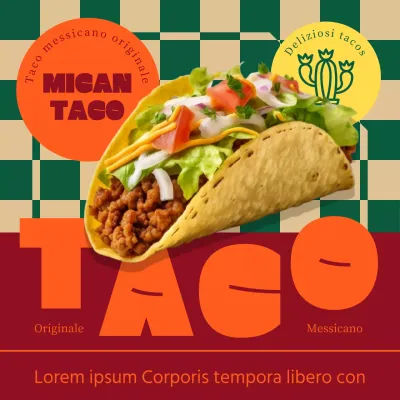 Pubblicità trendy di taco in arancione e verde