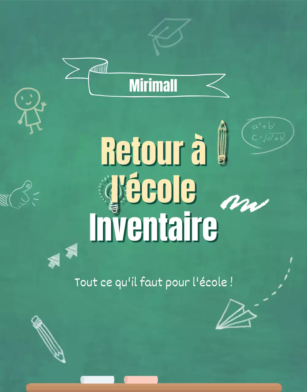 Accessoires pour la rentrée scolaire sur fond de tableau noir vert