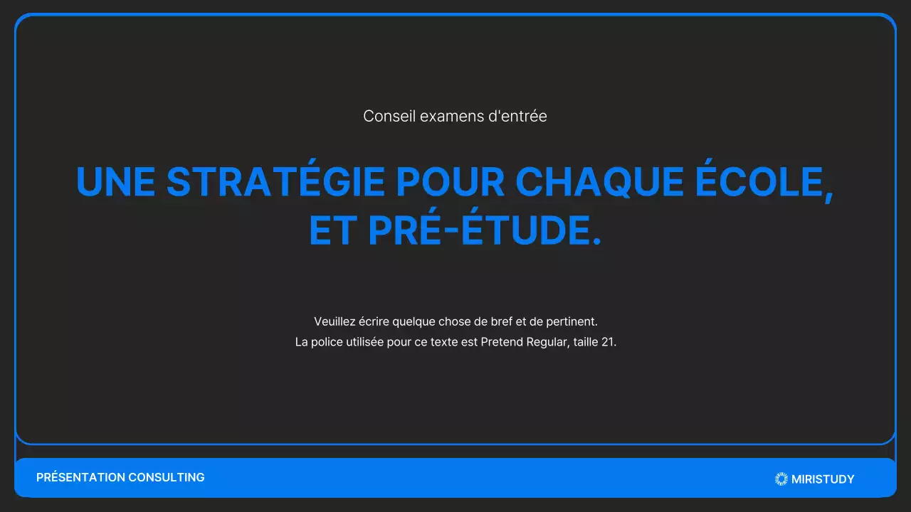 Une présentation minimaliste des admissions en noir et bleu
