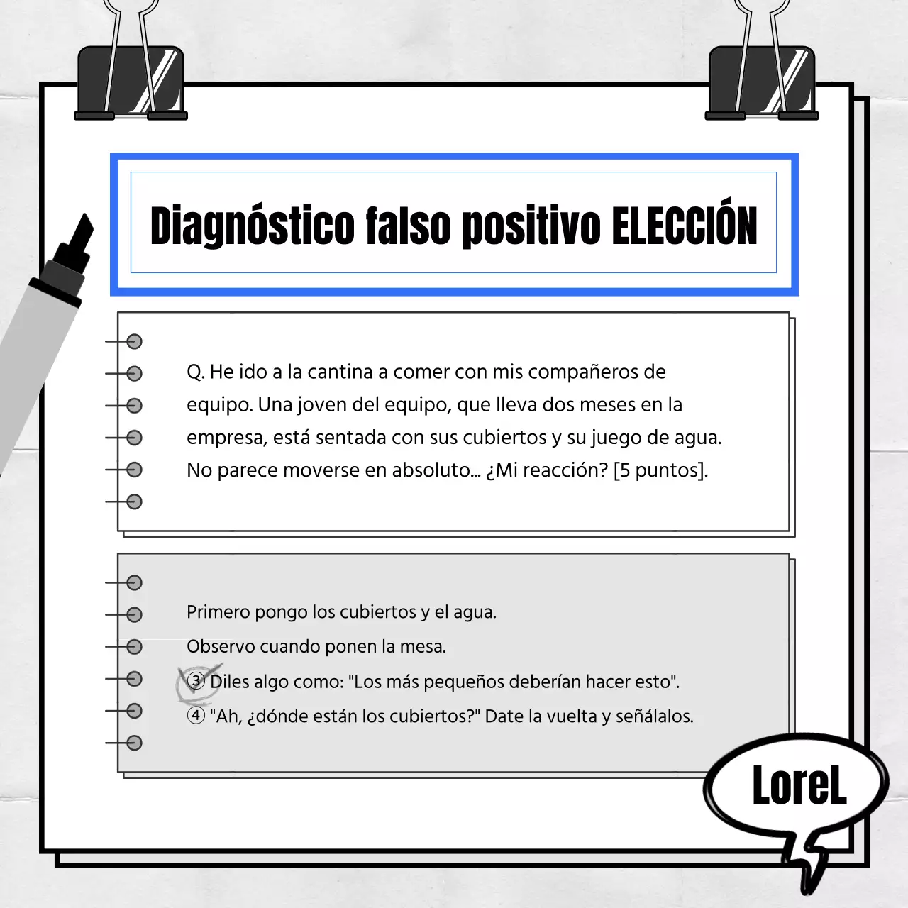 Una simple prueba de diagnóstico en blanco y azul