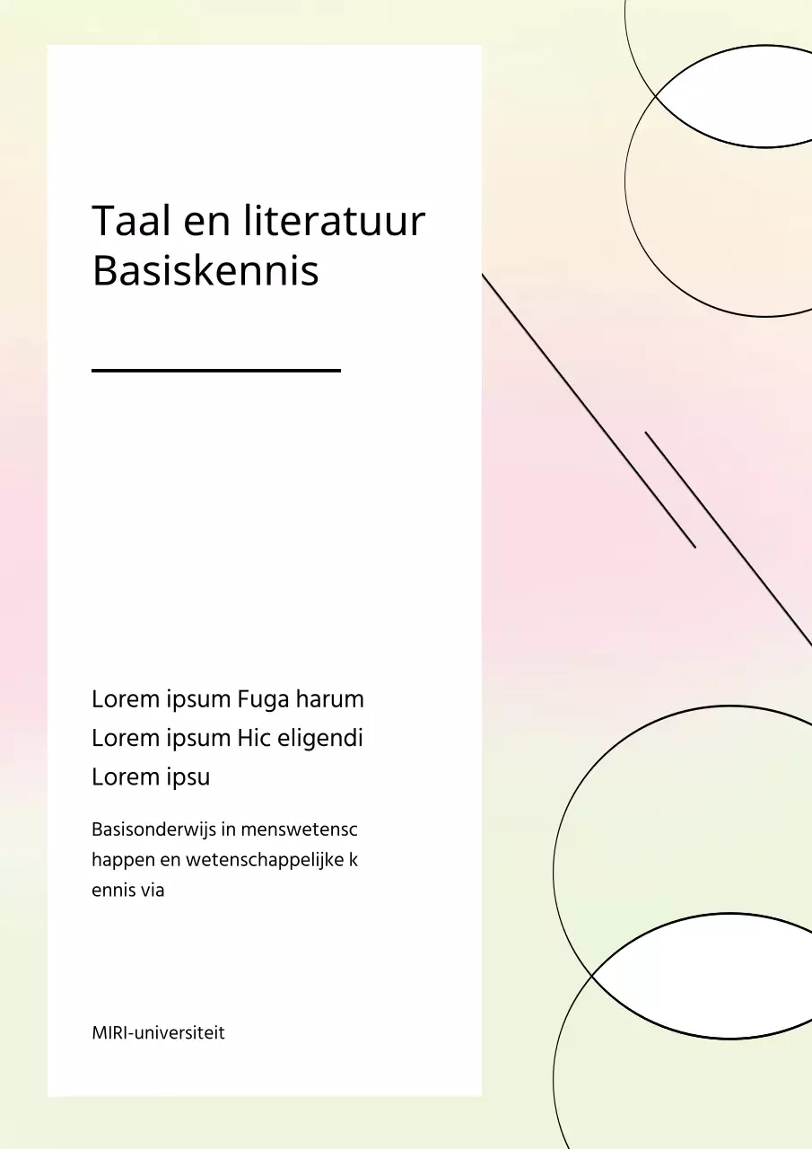 Taal en literatuur met pastel geometrische vormen in lichtgroen en lichtroze kleurverloop