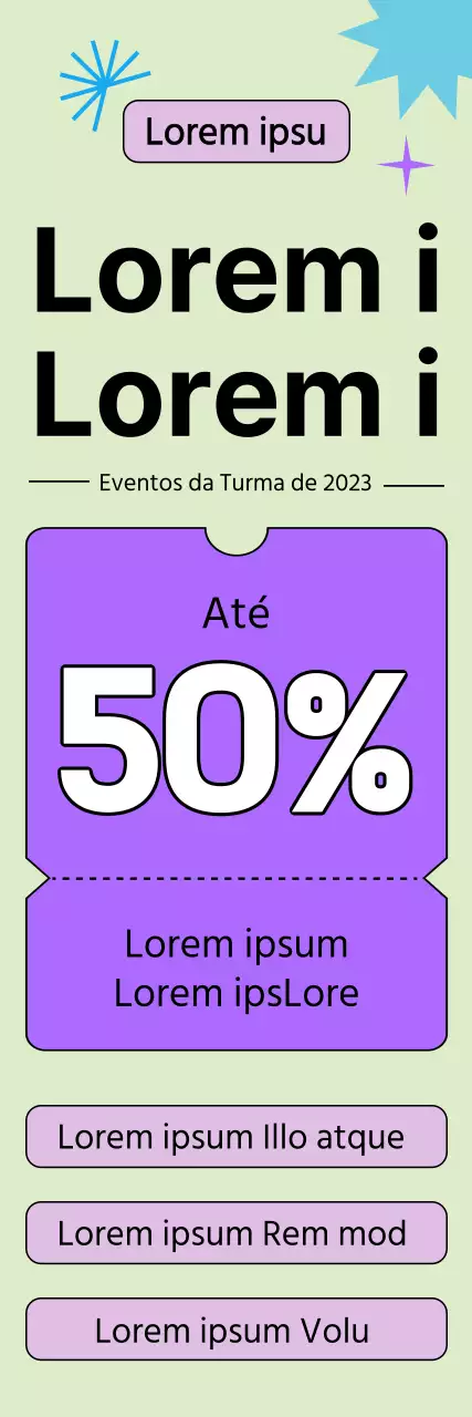 Um desconto de dermatologia para quem faz o teste SAT, com um layout de tipo de letra realçado e gráficos em tons pastel e imagens de cupões.