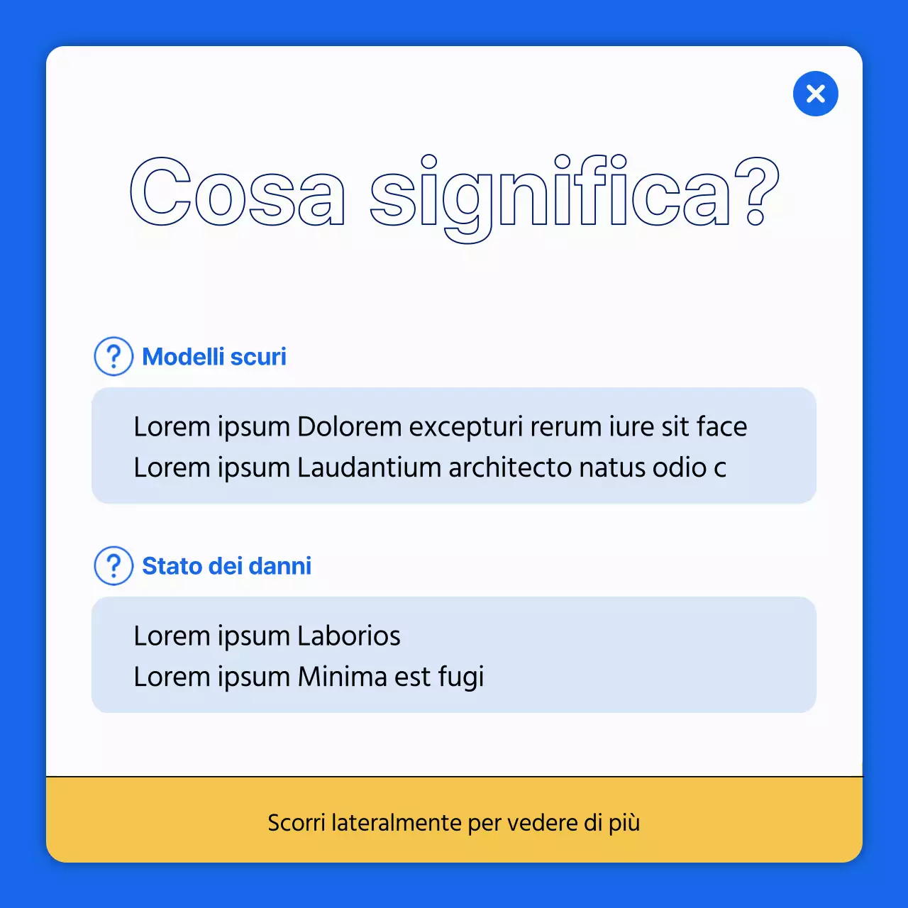 Spiegazione delle informazioni per un semplice disegno scuro di blu e giallo