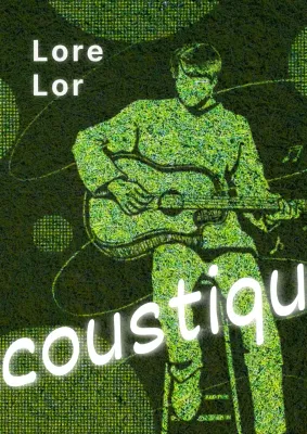 Illustration d'un homme jouant d'une guitare à barillet dans un événement vert