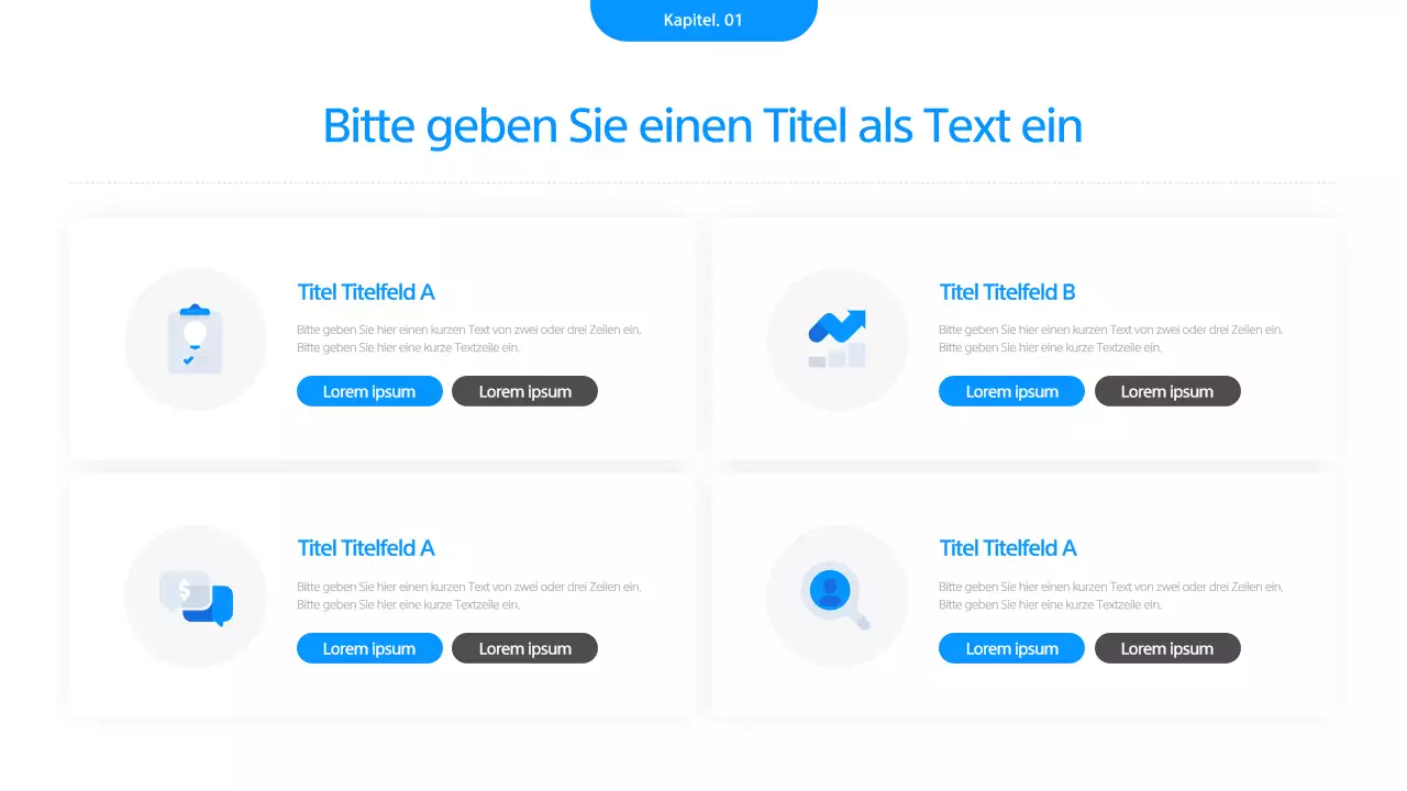 Eine einfache Geschäftspräsentation in Weiß und Blau