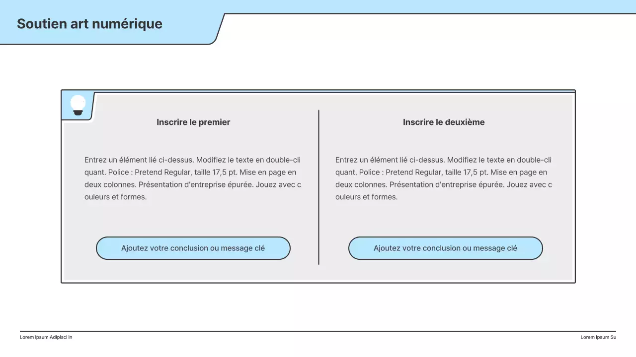 Une proposition politique avec une illustration claire en bleu clair et une forme de point d'indice.