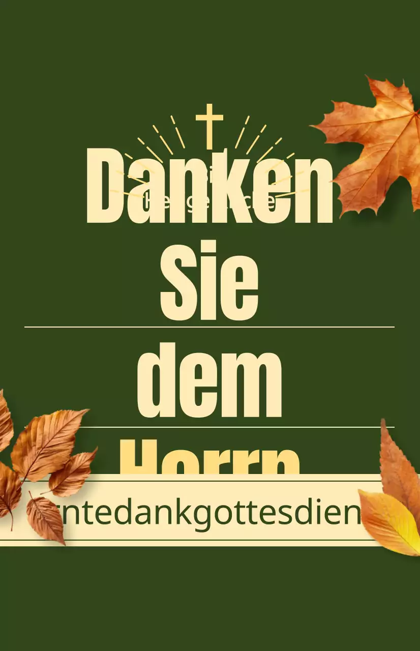 Ein kirchlicher Herbstgottesdienst mit einem Text zum Erntedankfest und einer Fotoillustration von fallenden Blättern.