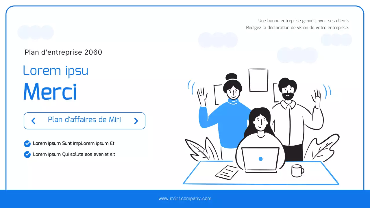 Un plan d'affaires simple en bleu clair et bleu