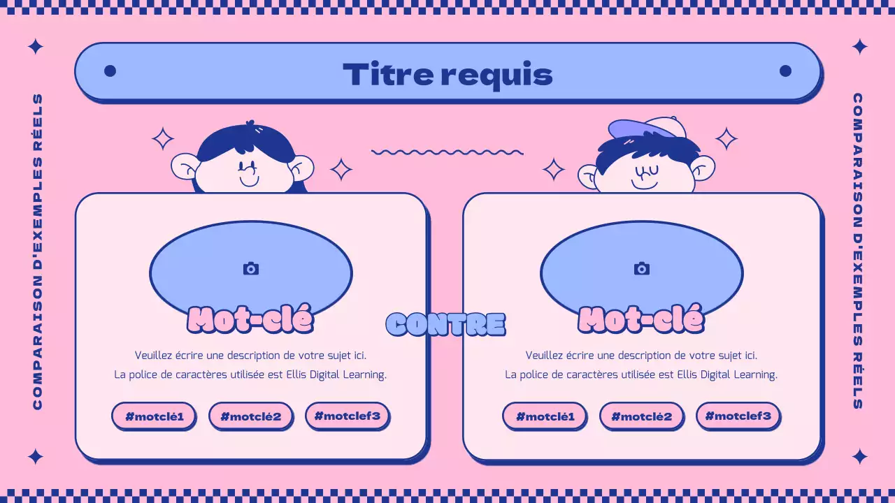 Introduire le concept de mignons personnages roses et violets