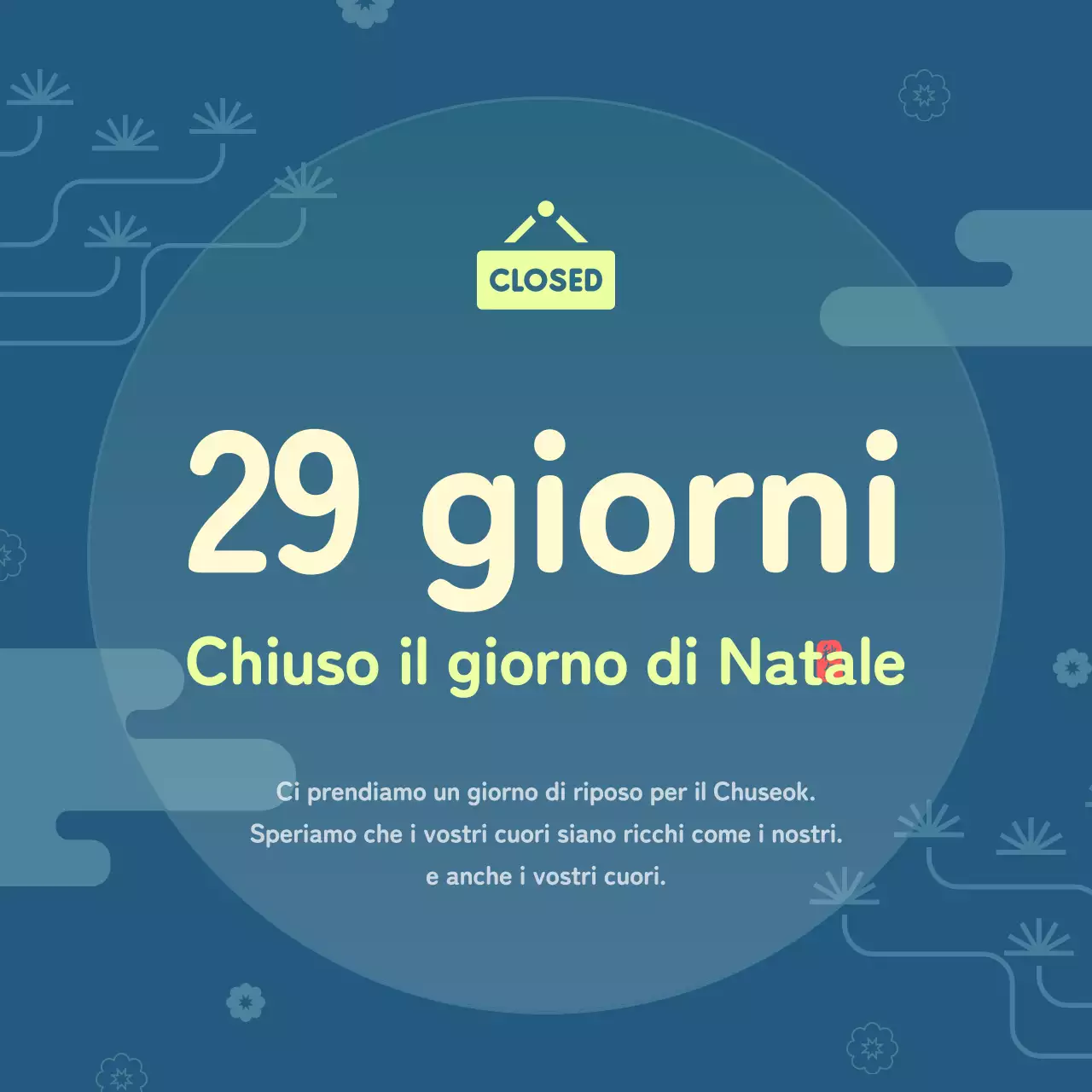 Annuncio Chuseok con motivo tradizionale e accenti chartreuse