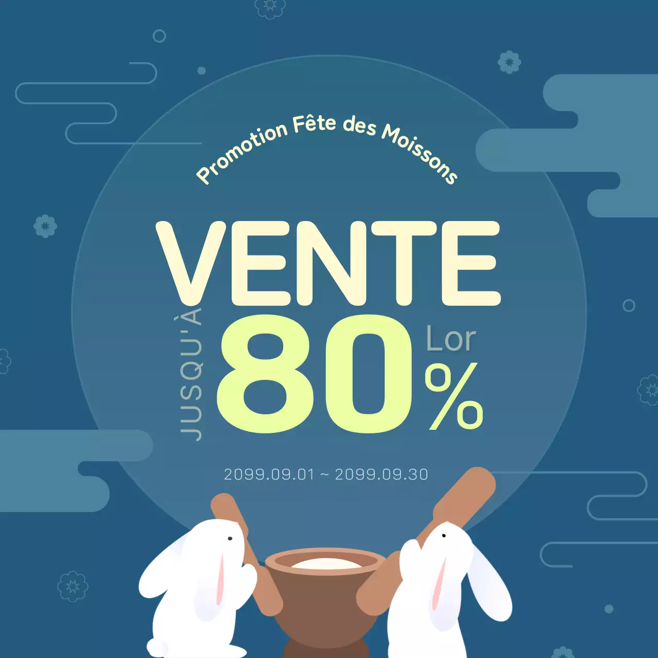 Faire-part de Chuseok dans un motif traditionnel avec des accents chartreux