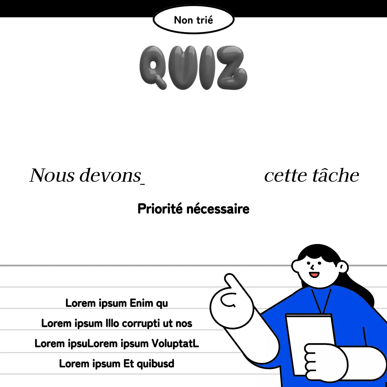 Postes d'anglais commercial kitsch en bleu, noir et blanc