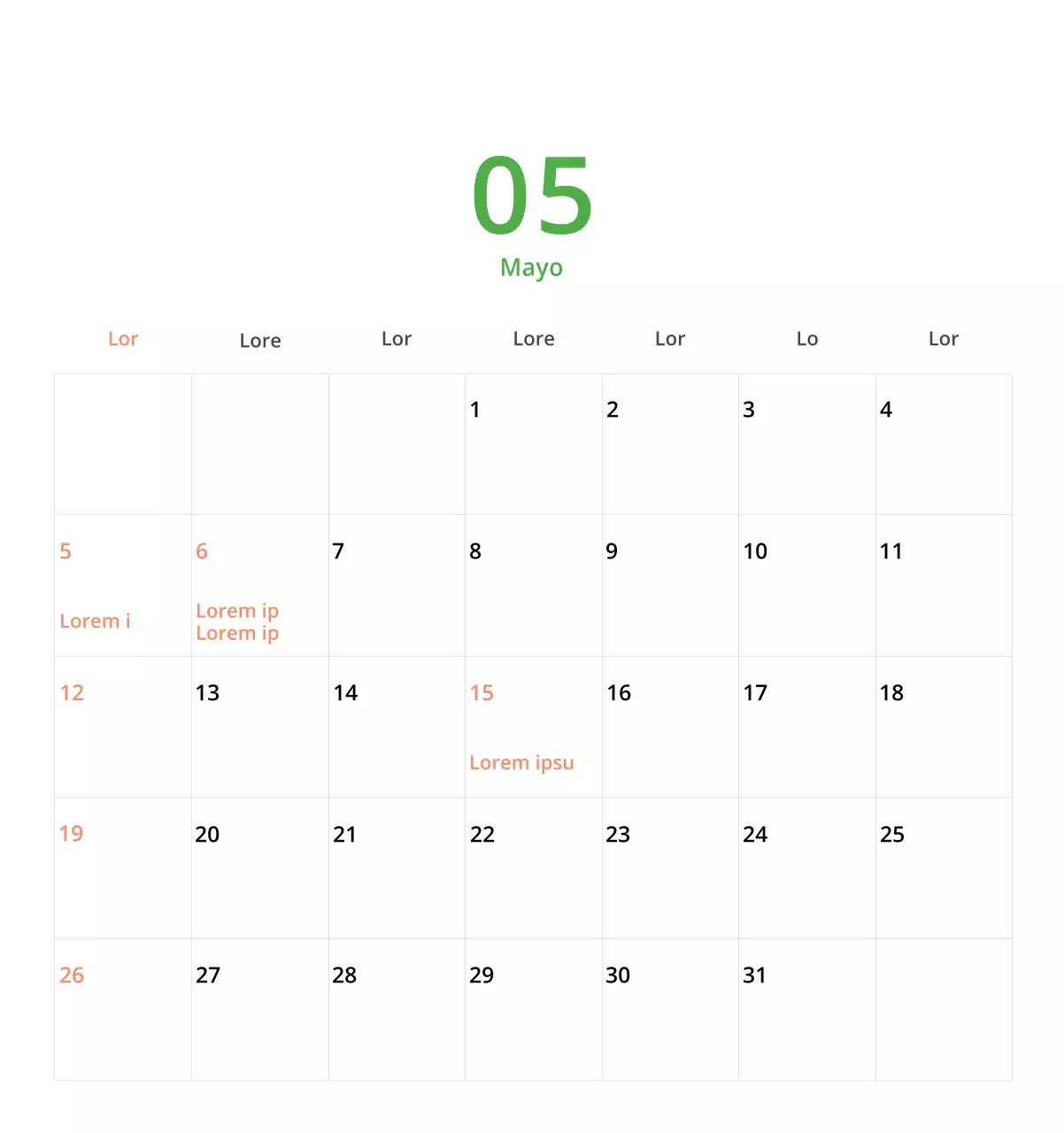 Bonito calendario de sobremesa ilustrado de temática familiar en color verde