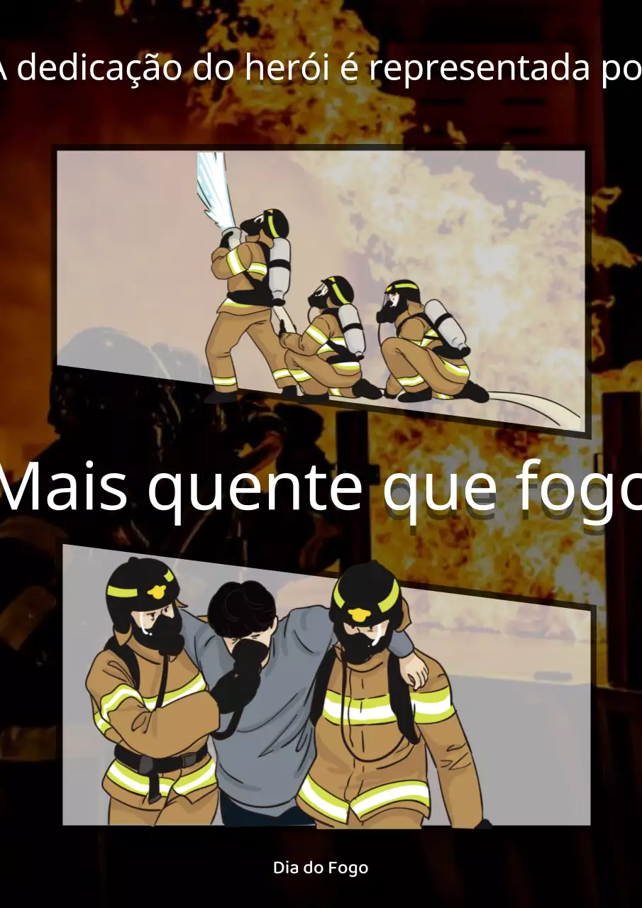 Revista geométrica de bombeiros com fundo preto e branco
