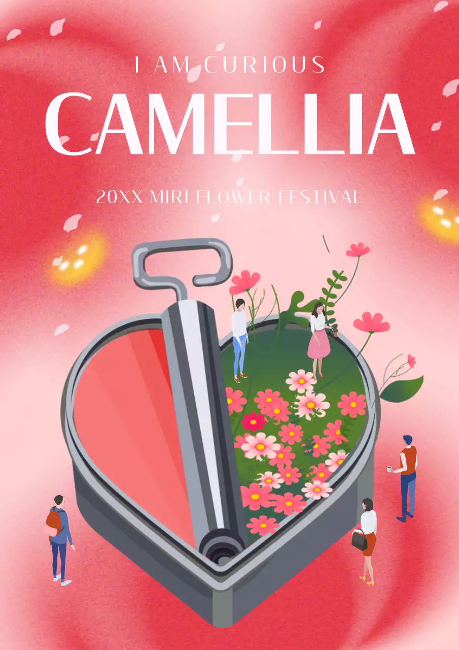 레드 모던 플라워 페스티벌 광고 포스터