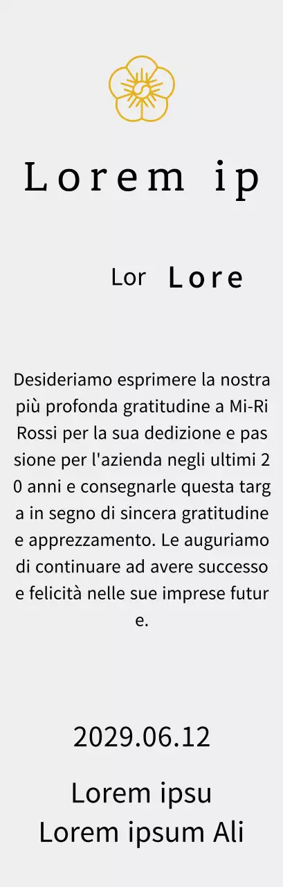 Targa di ringraziamento del concetto di inserzione di Line Flower