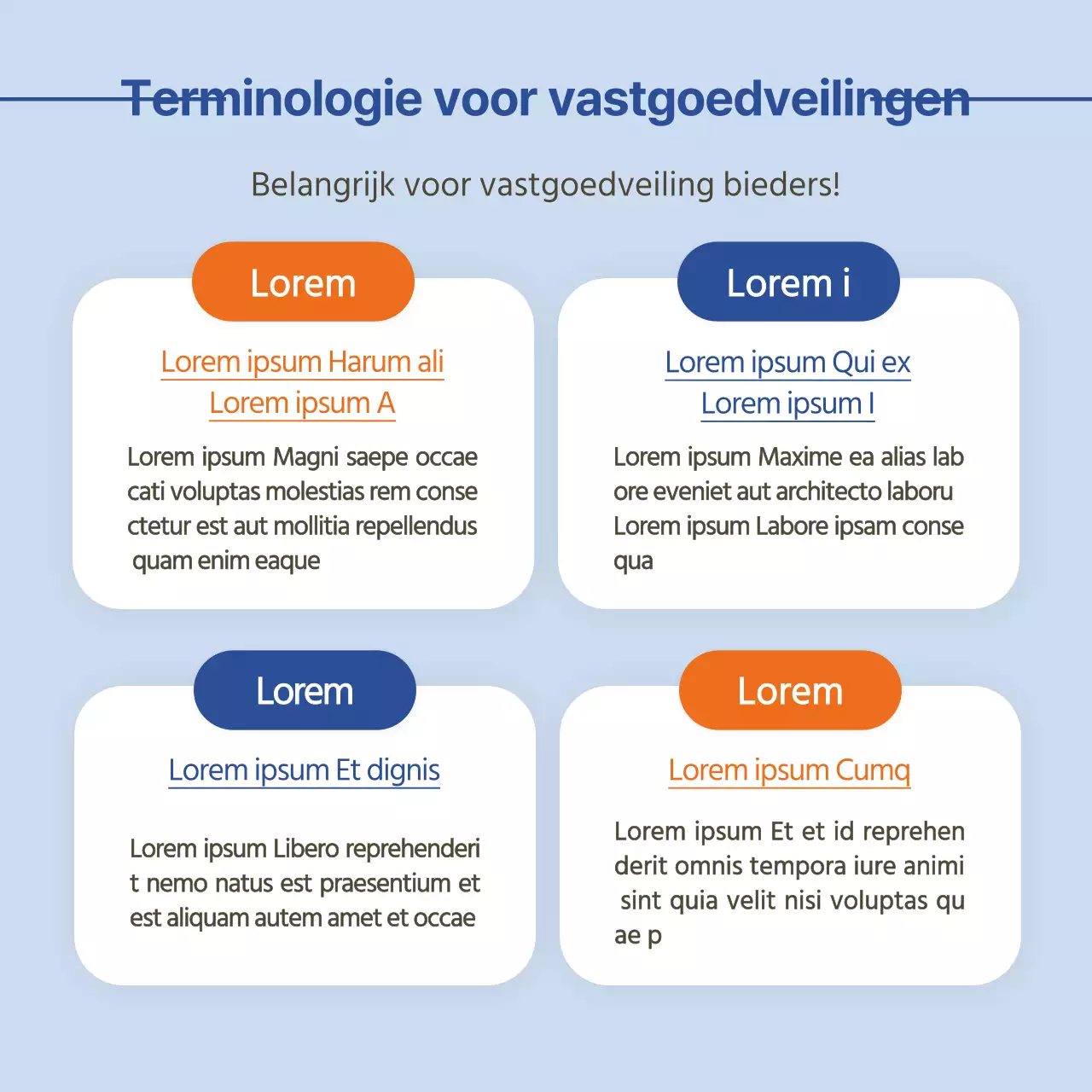 Een eenvoudige oranje en blauwe gids voor vastgoedveilingen