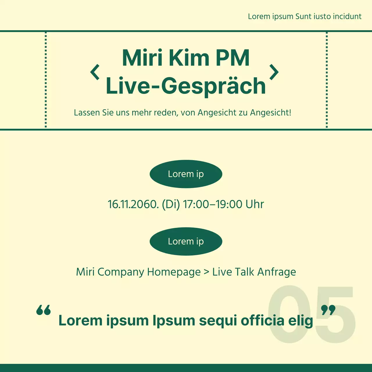 Ein einfaches Unternehmensporträt für ein Vorstellungsgespräch in Elfenbein und Grün