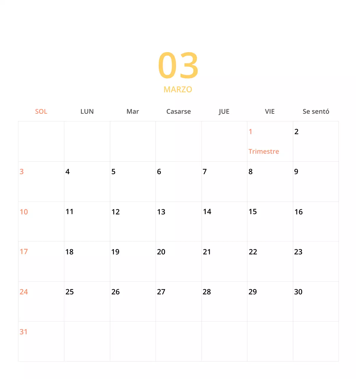 Bonito calendario de sobremesa ilustrado de temática familiar en color verde