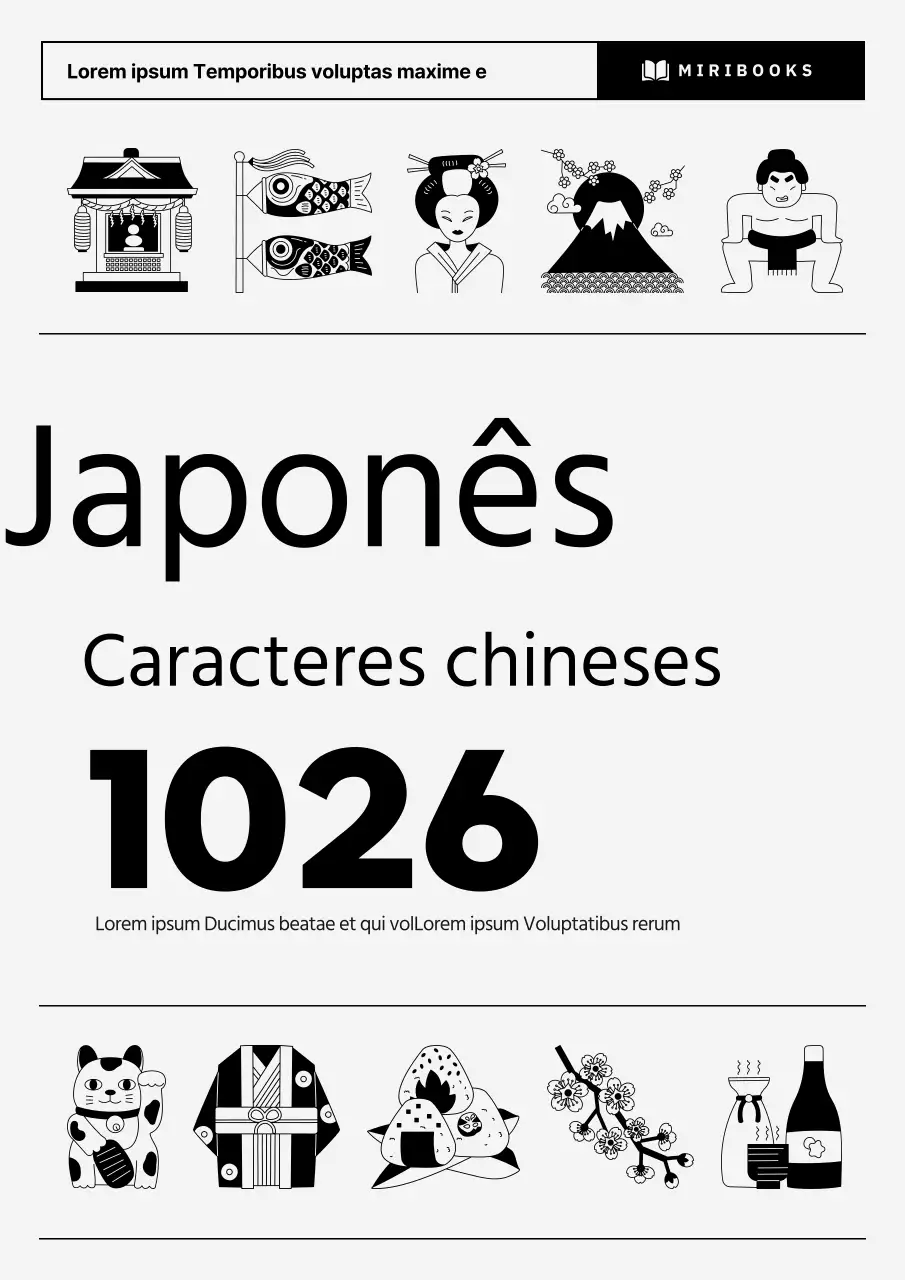 Capa de livro de texto japonês simples em cinzento e preto