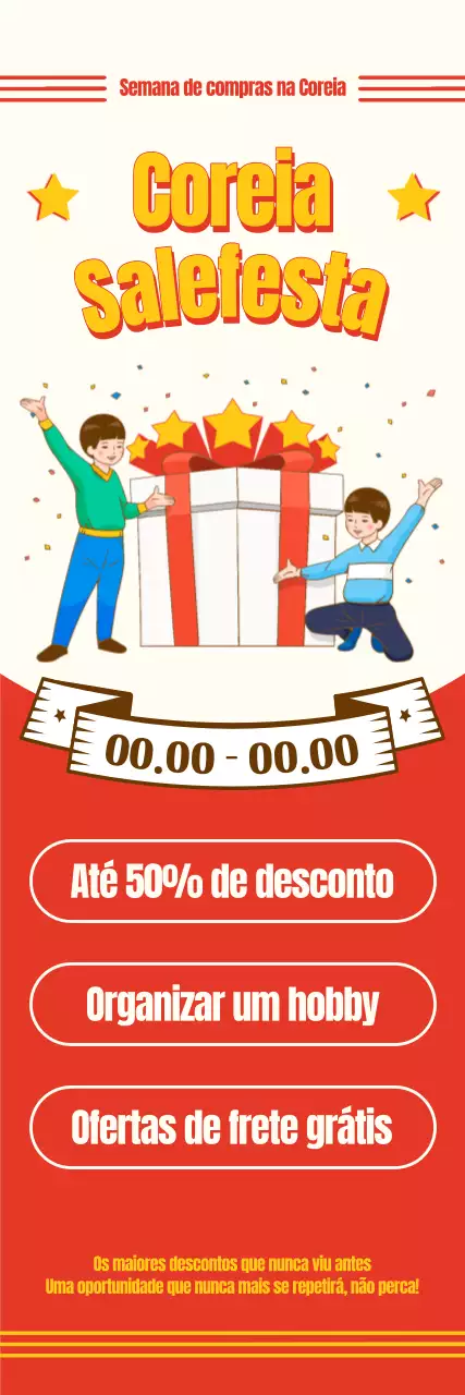 Festa de saldos da Coreia: pechinchas de compras com ilustrações e esquemas de letras retro