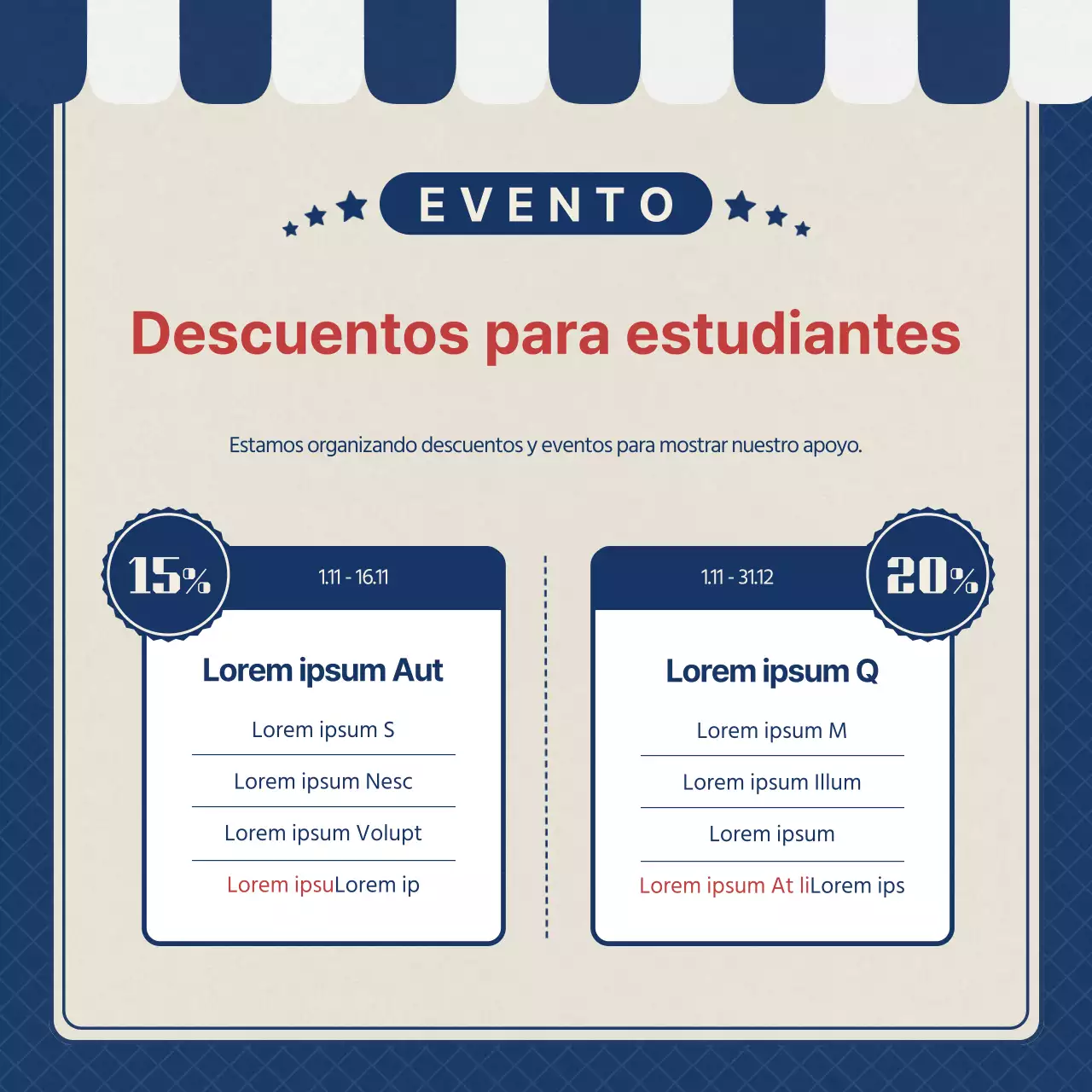 Promueve un evento de regalos para animadoras de la selectividad en azul marino y retro