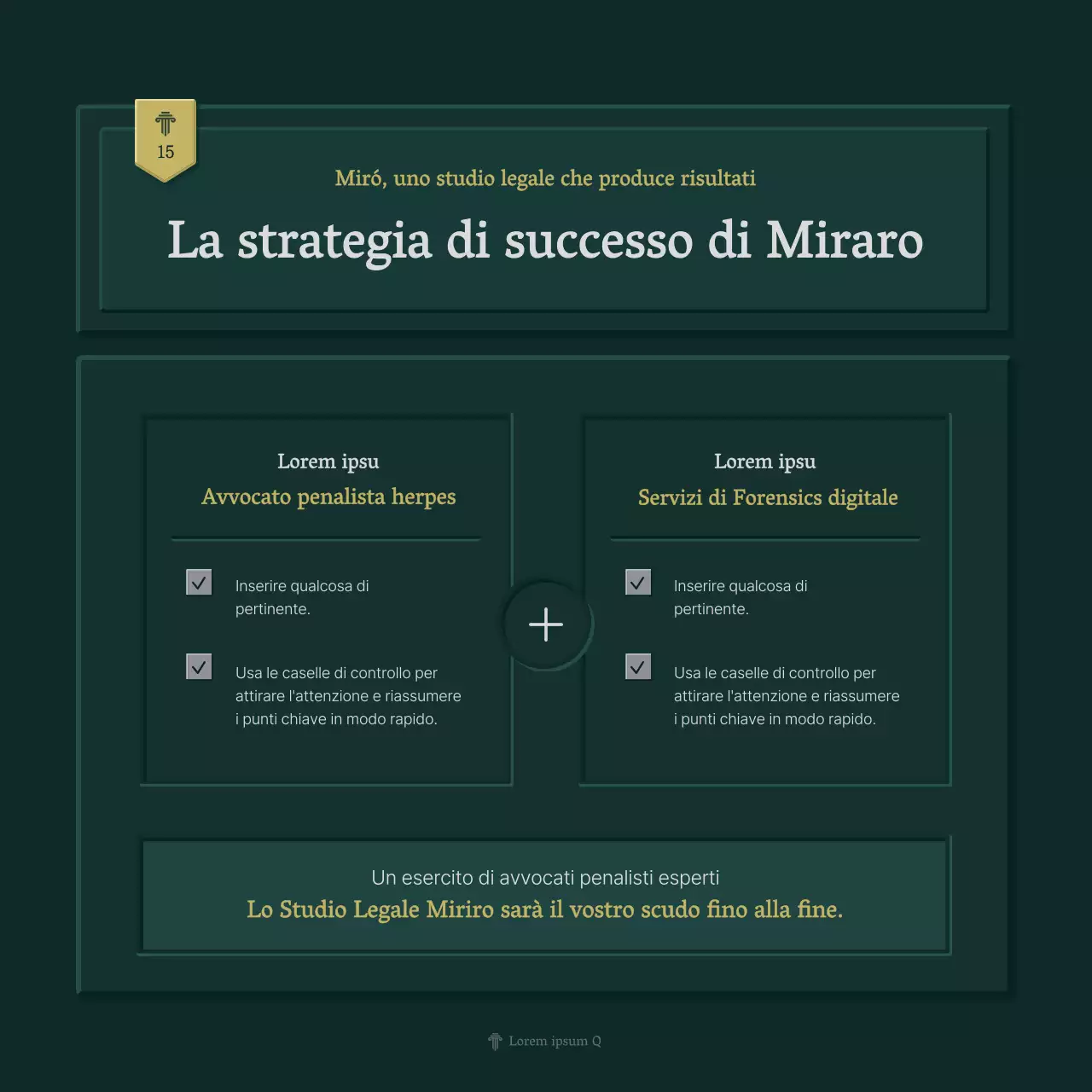 Profilo aziendale semplice dello studio legale in verde e giallo