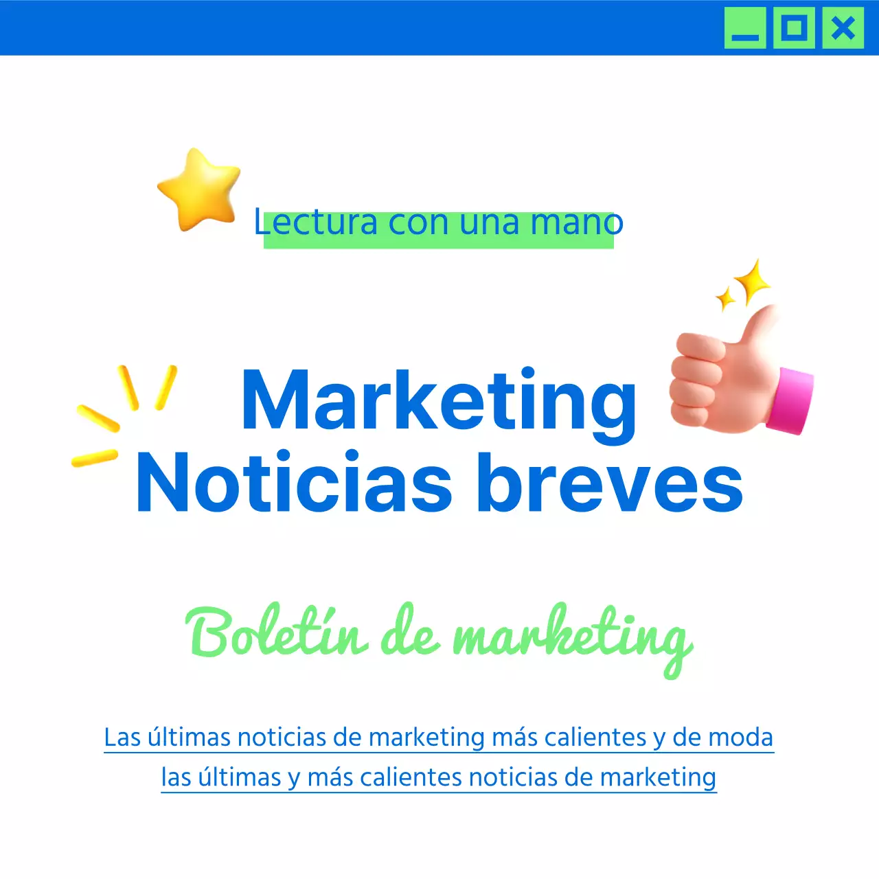 Promocione noticias de marketing de moda en chartreuse y azul