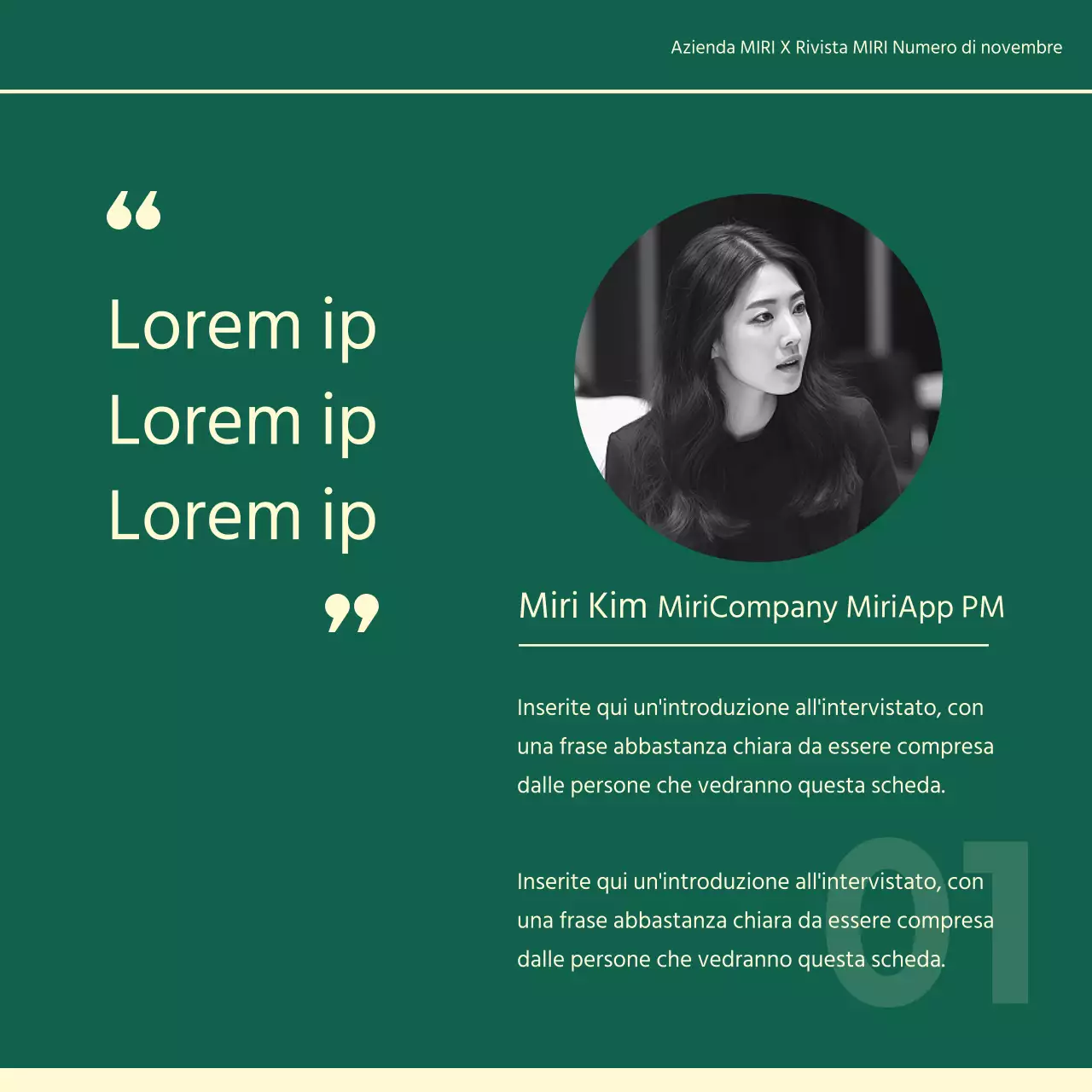 Un semplice ritratto aziendale per un colloquio in avorio e verde