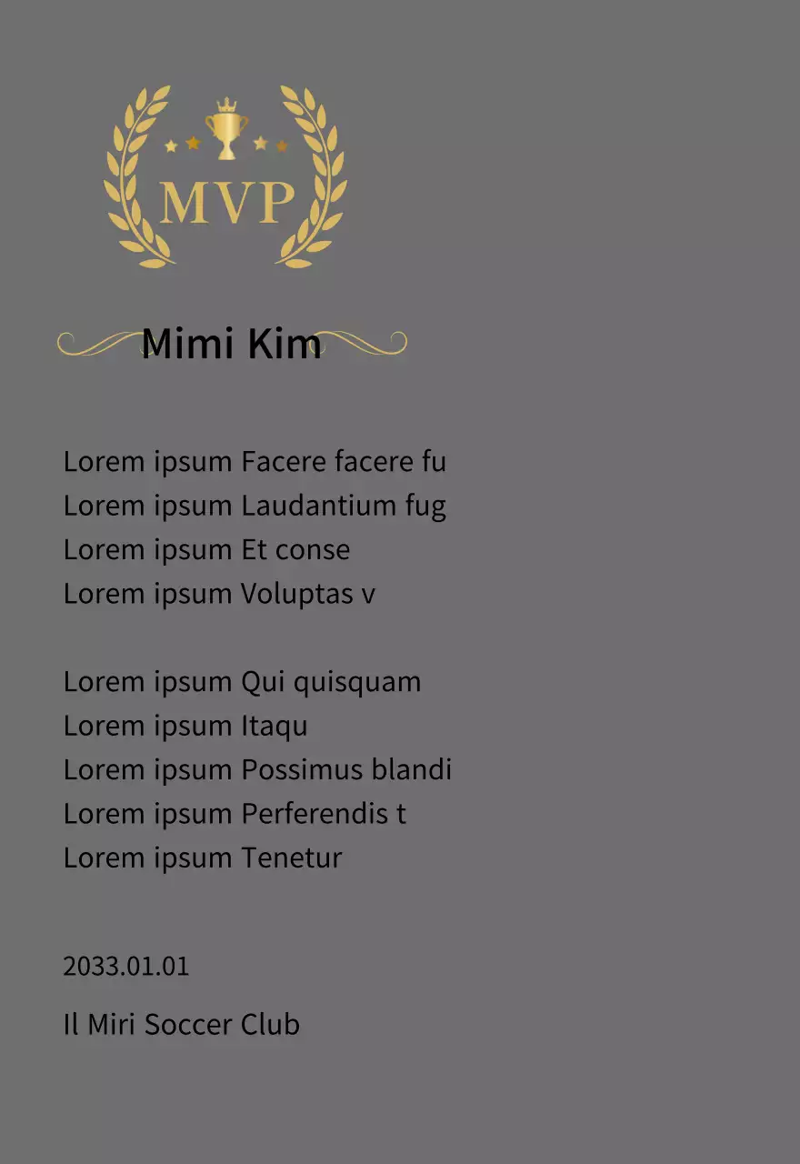 Targa del campionato con alloro e trofeo in oro