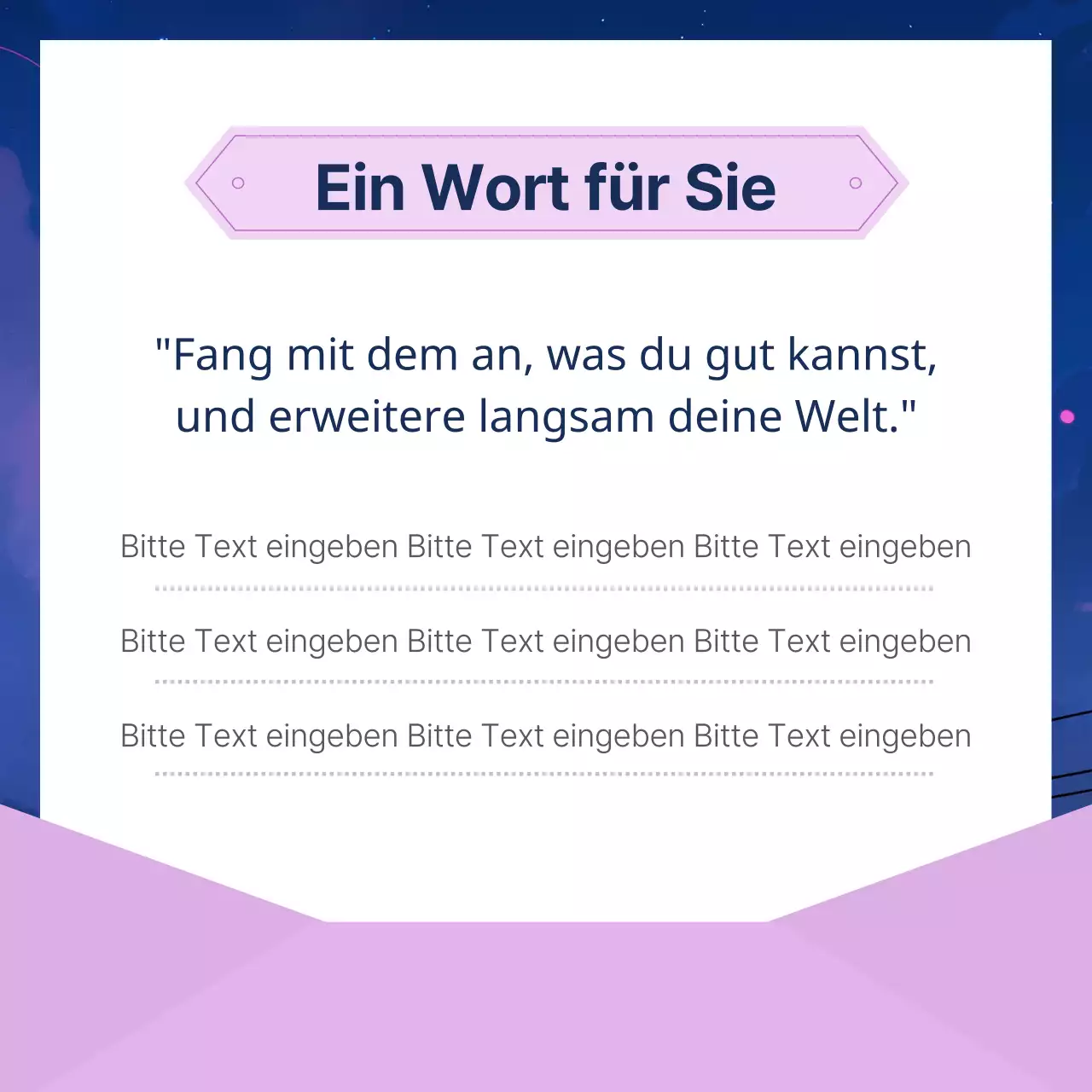 Förderung der Beratung in den Trendfarben Marineblau und Lila