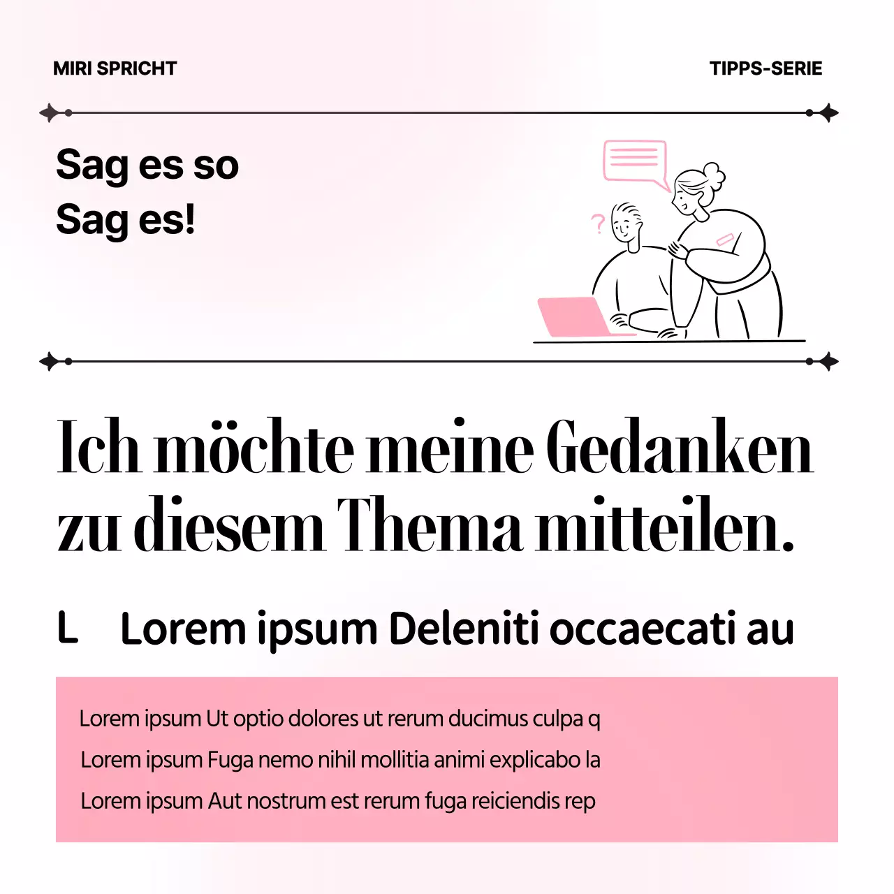 Minimalistisches Unterrichtsmaterial für Business-Englisch in Rosa und Weiß