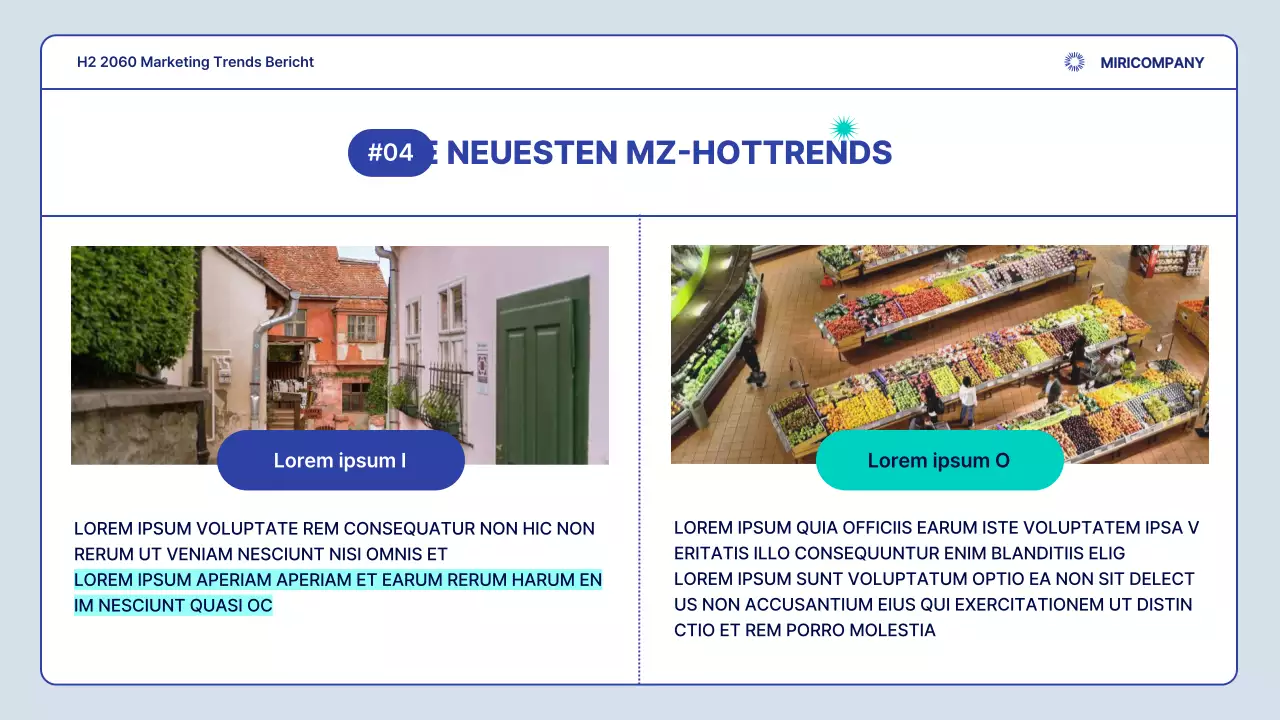 Ein einfacher Marketing-Trendbericht in Marineblau und Minze