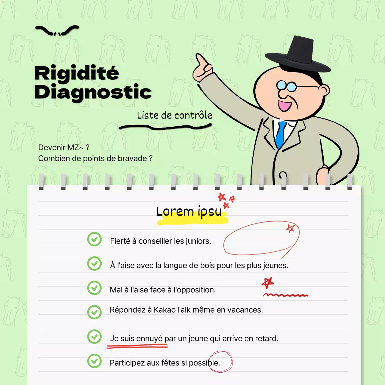 Promouvoir le test du niveau de gag en rouge et noir