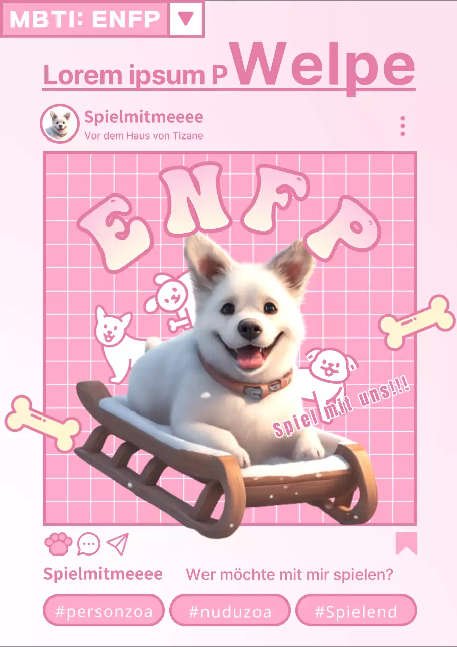 Eine trendige Einführung in die MBTI-Persönlichkeitstypen in rosa und weißem Tweet