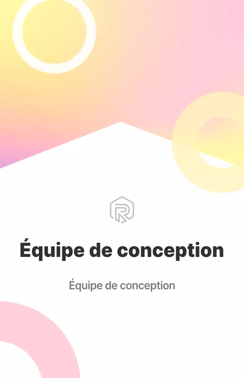 Un panneau de présentation de l'équipe de conception propre, blanc et codé par couleur