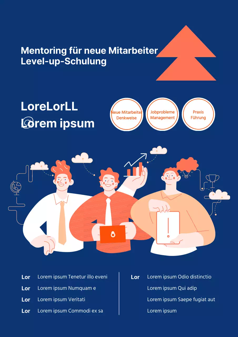 Bewerben Sie Inhouse-Schulungen mit den Trends Marineblau und Orange