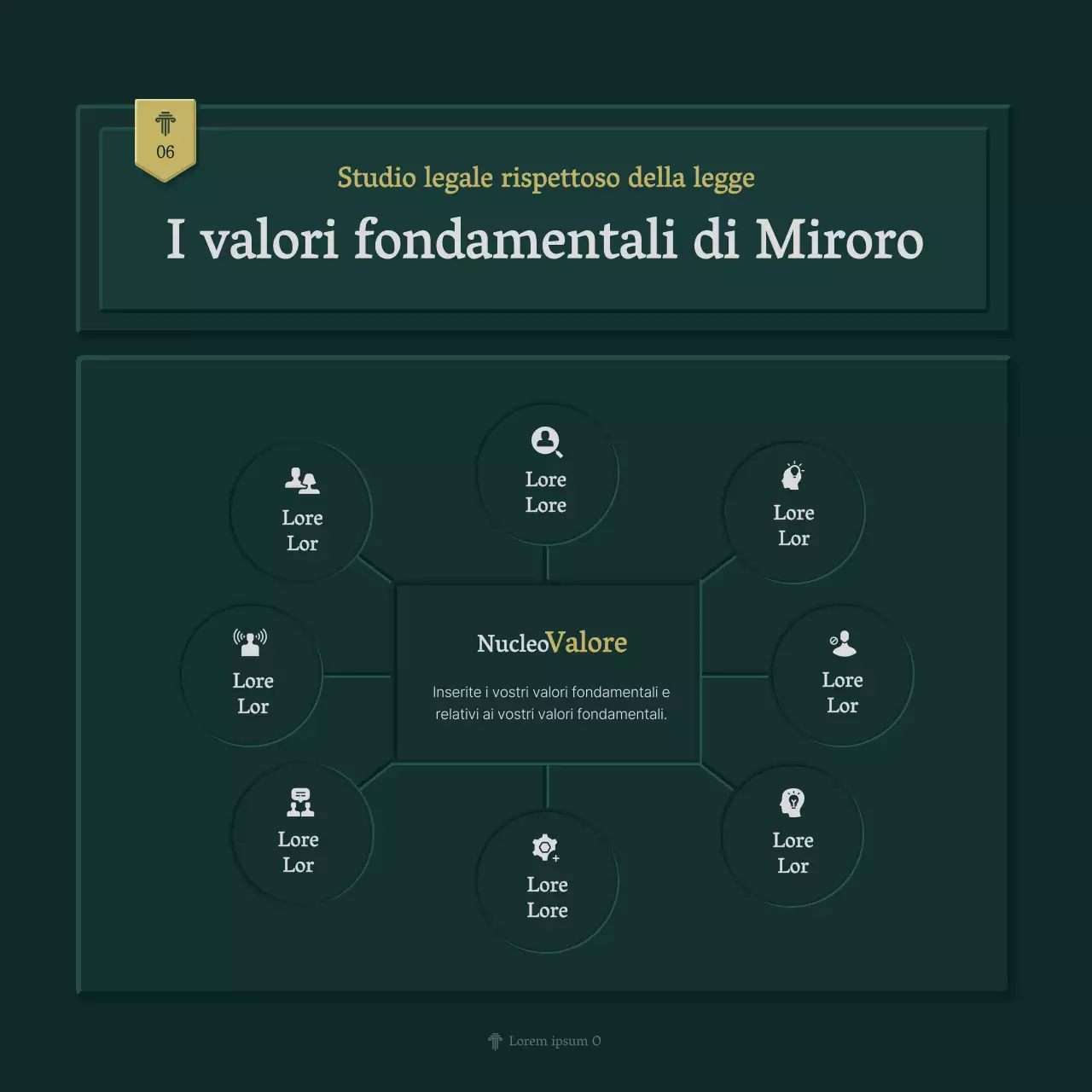Profilo aziendale semplice dello studio legale in verde e giallo