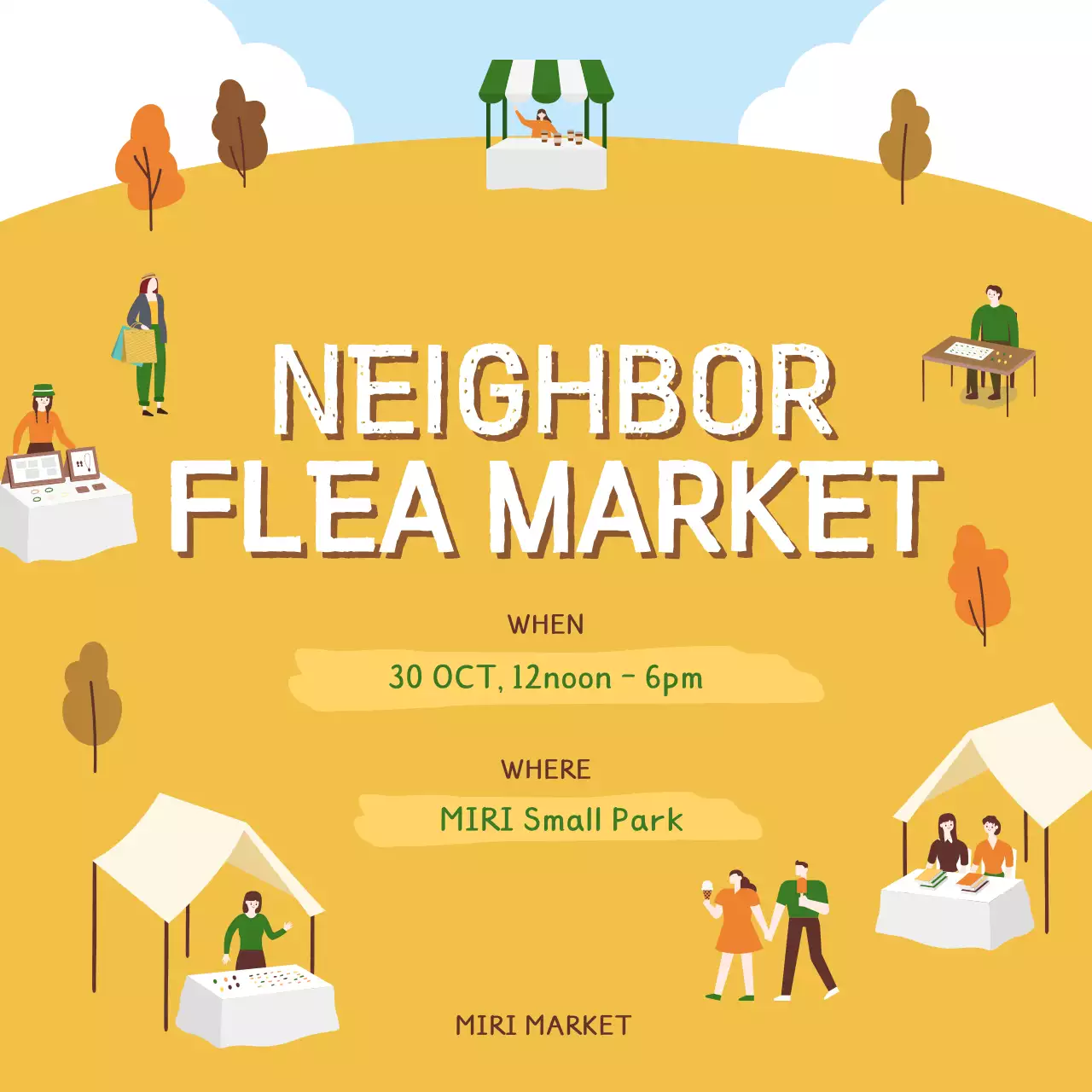 Yellow Simple Market Announcement Social Media Post