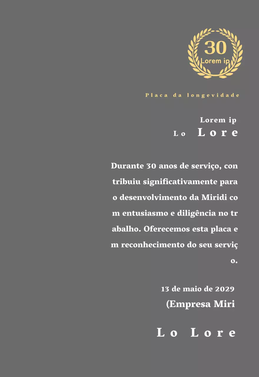 Placa de serviço longo empresarial com conceito de símbolo de louro