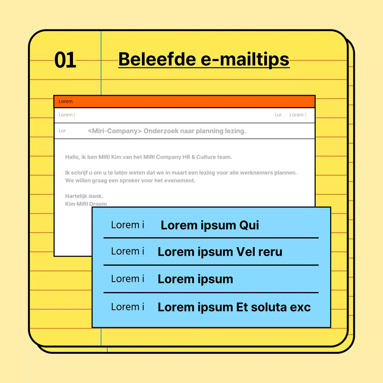 Basic en trendy new hire company life tips in geel en lichtblauw Trainingsmateriaal