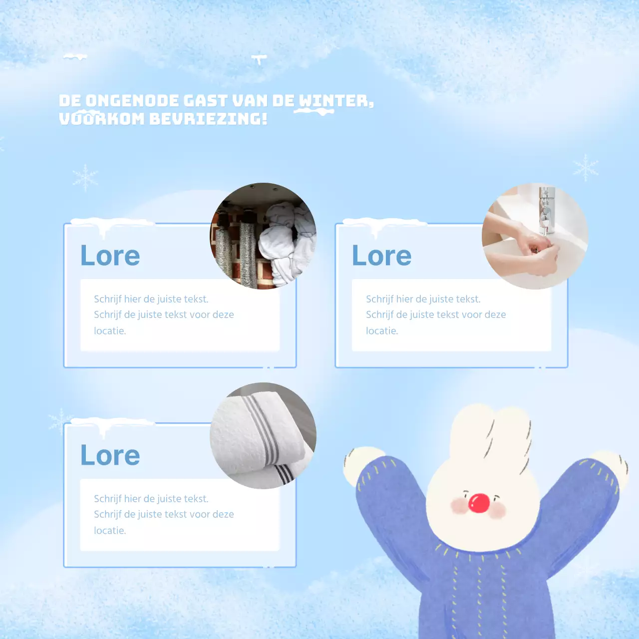 Een minimalistische, basic overwinteringspaal in lichtblauw en wit