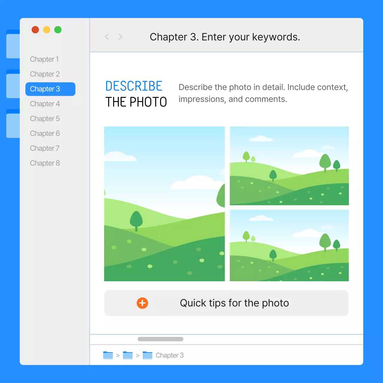 Simple monitor UI report with blue and orange color scheme