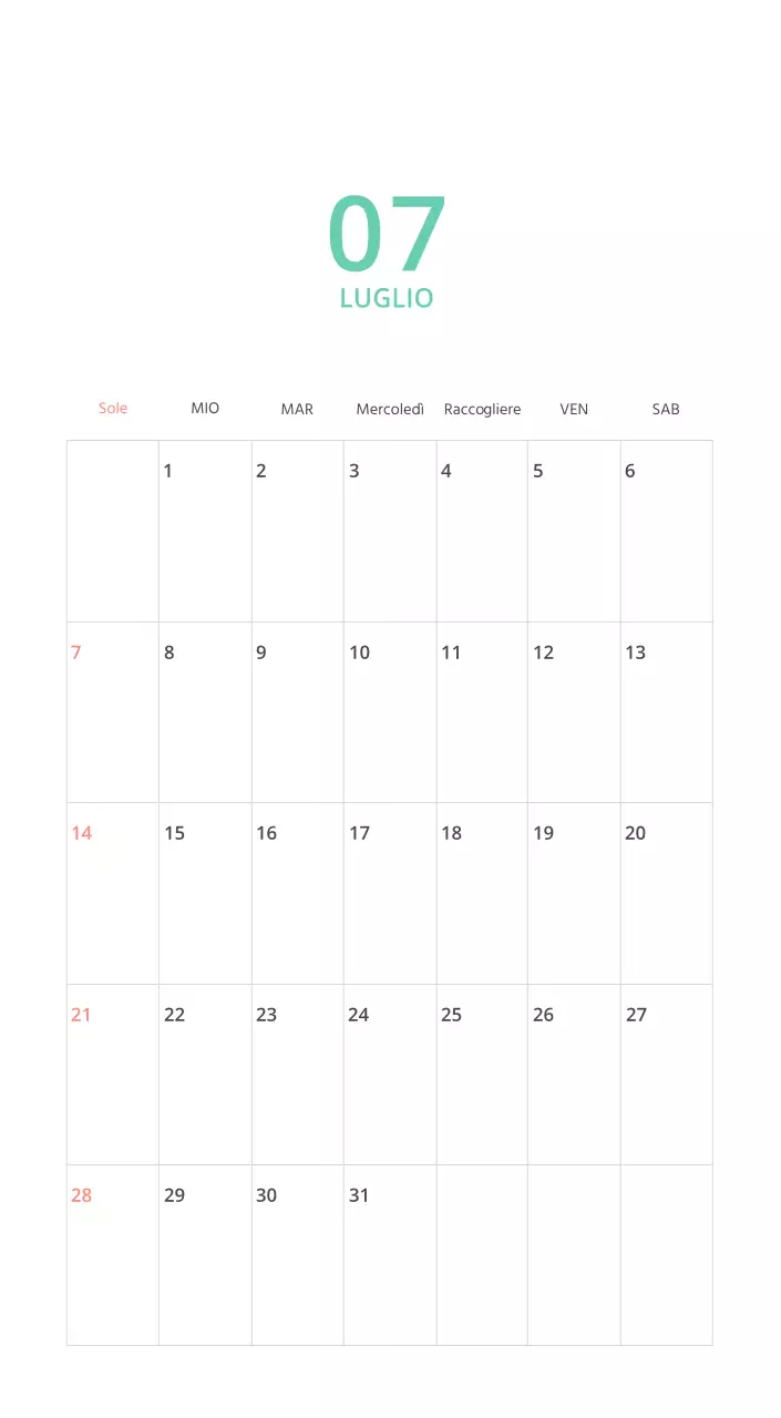 Calendario illustrato multicolore