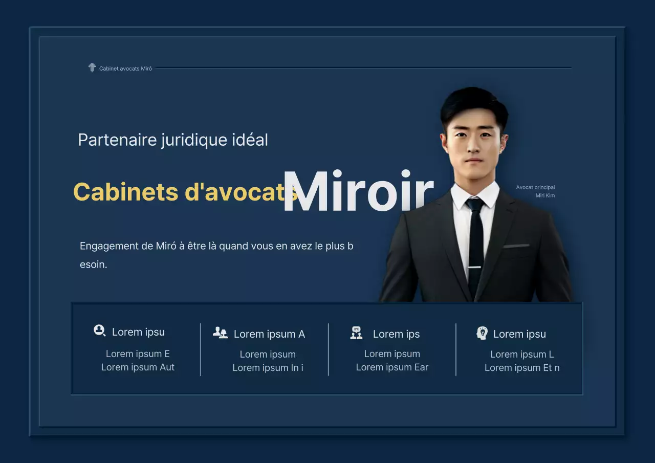 Promouvoir un cabinet d'avocats haut de gamme en bleu marine et jaune