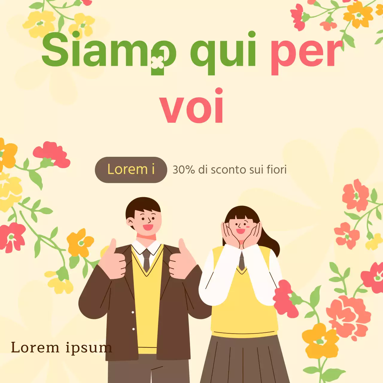 Fiorista kitsch in giallo e chartreuse per promuovere gli eventi della stagione d'esame