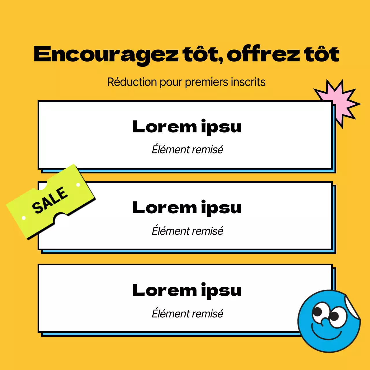 Suggestions de cadeaux pour le SAT dans un style pop art, en jaune et vert