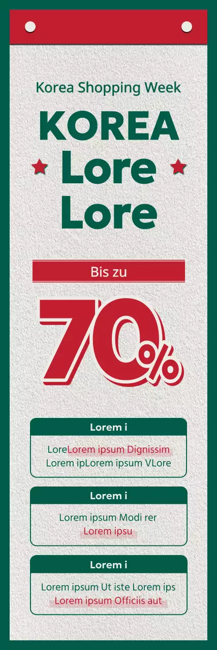 Ein Leitfaden für die Korea Sale Festa mit ihrem rot-grünen Retro-Farbschema
